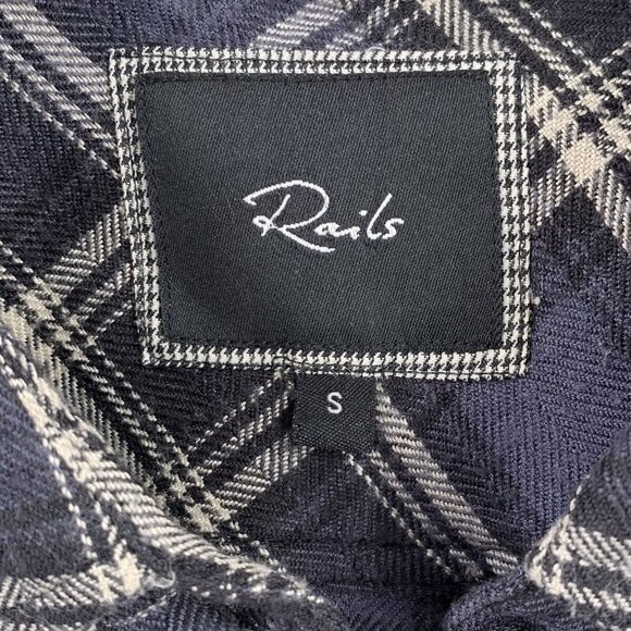 Rails Plaid Flannel Shirt – Slate Blue & White, 100% Rayon, Size Small - Picture 5 of 6